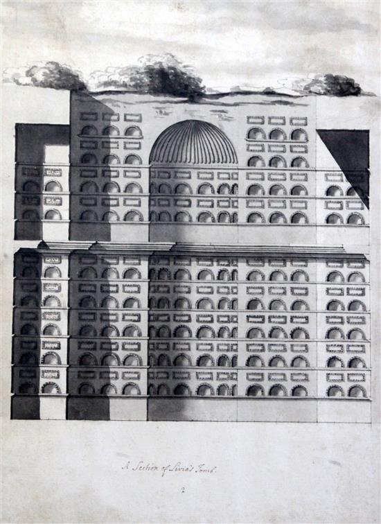 Early 19th century Italian School Architectural and archaeological studies of Livias tomb 18 x 13in.